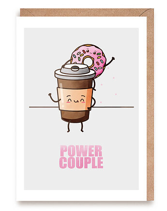 Kartka walentynkowa/miłosna kawą i donutem - "Power Couple", Cardie