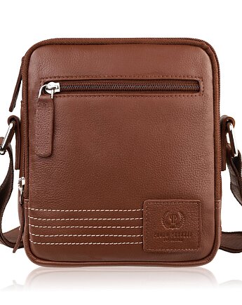 Listonoszka męska skórzana koniakowa saszetka na ramię AY-27-CG, Paolo Peruzzi