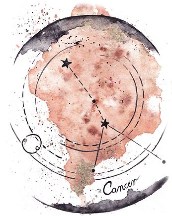 Gwiazdozbiór Raka Znak Zodiaku Rak akwarela wydruk artystyczny, My Moment