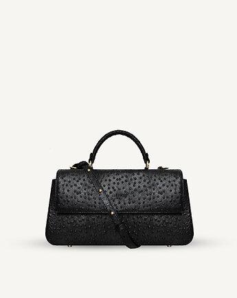 Audrey" torebka z rączką tłoczona na skórę strusia. Dwa kolory, Hedonism