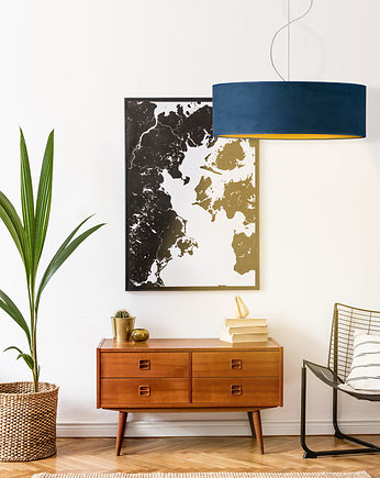 Nowoczesna lampa wisząca do salonu HAJFA VELUR z abażurem o średnicy 50 cm, LYSNE