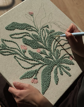 Green FLORA  Zestaw Punch Needle + e-book z instrukcją krok po kroku, Siena Paloma