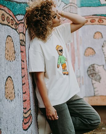 T-shirt oversize Bart Teddy dla mamy cream, BejbiStory