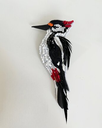 Broszka Dzięcioł, broszka damska, broszka ptaszek, unikat, IriShe Jewelry