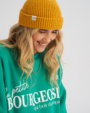 Krótka czapka prążkowana musztardowa, HARP TEAM