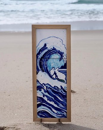Surfer - panel obraz ceramiczny w ramie, azulkafelki