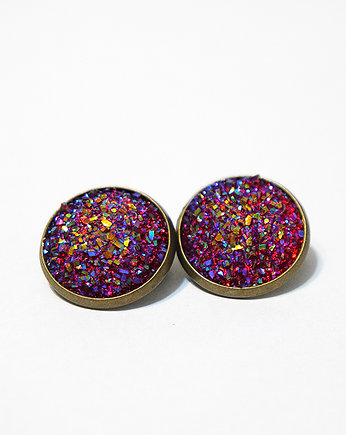 Klipsy - Druzy burgund - brąz, yenoo