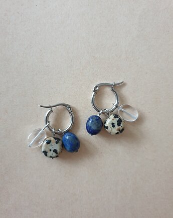 Kolczyki TRIO kryształ górski, lapis lazuli, jaspis dalmatyński, modesign