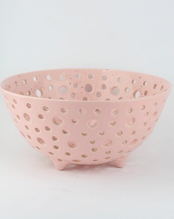 Ceramiczny durszlak na owoce duży różowy, m2k studio
