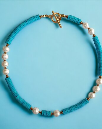 LIMITOWANY naszyjnik : kolekcja summer ocean : PERŁY & LAWA turkusowa, kaktusia