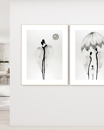Zestaw 2 obrazów  malowanych ręcznie 50 x 70 cm, MiniMalArt