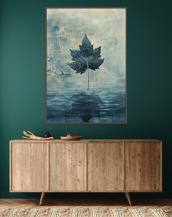 Abstrakcyjne liście - Plakat, druk - Chiński Orient, Harmonia Zen #80, Black Sapphire Art