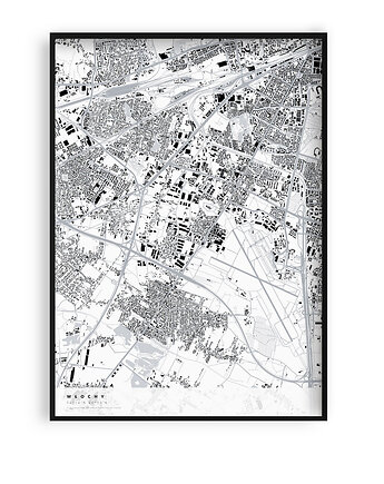Plakat Mapa Włochy, dzielnice Warszawy, PLAKATY GEOMETRYCZNE