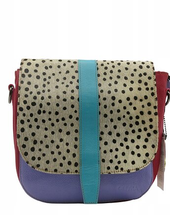 Torebka damska klasyczna skórzana regulowany pasek klapka wzór OLIVKA, Olivka Warsaw