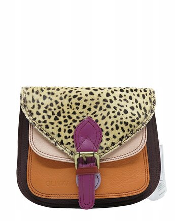 Torebka listonoszka damska skórzana pasek klapka wzór oryginalna OLIVKA, Olivka Warsaw