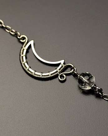 Bransoletka kryształ górski księżyc wire wrapping, Agata Rozanska