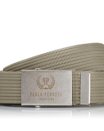 PASEK MĘSKI PAOLO PERUZZI KHAKI PARCIANY PW-06-105 CM, Paolo Peruzzi