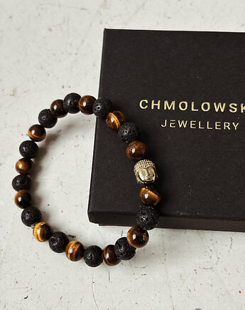 Bransoletka męska  Tygrysie Oko Budda, Chmolowska Jewellery