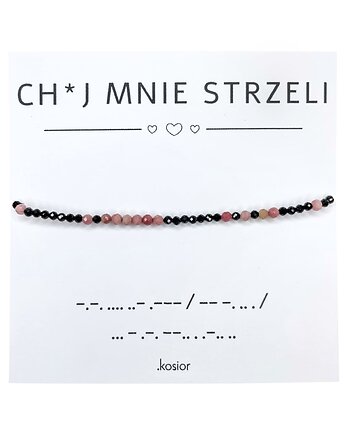 Bransoletka z alfabetem Morse Agat, Rodonit, karolina kosior