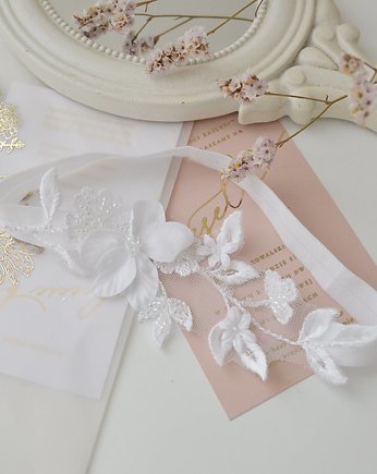 Biała podwiązka z kwiatami, Anelis Atelier