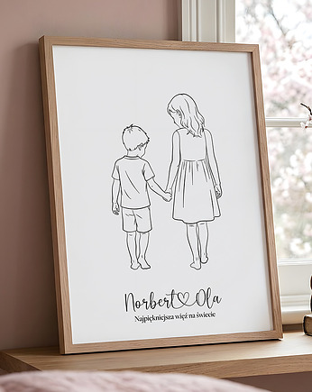 Plakat personalizowany Rodzeństwo - 001, Paperblue Studio