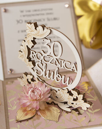 30 rocznica ślubu, perłowe gody, exploding box, kartka 3d, Papiernik