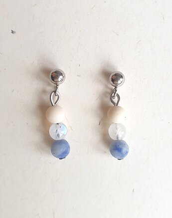 Kolczyki DROPSY MINI jaspis niebieski, jaspis obrazkowy, kamień rzeczny, modesign
