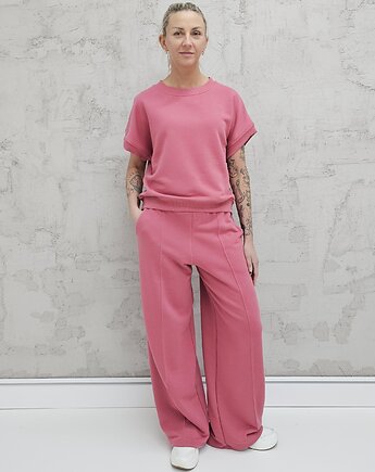 Chiara oversizowy komplet bezrękawnik i spodnie wide leg Malaga, Ablush