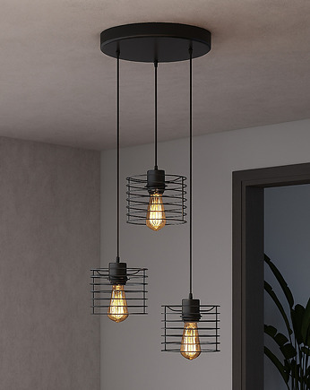 Czarna 3-punktowa lampa wisząca z regulacją wysokości MIJAS LOFT nad stół, lampy loftowe LYSNE LOFT