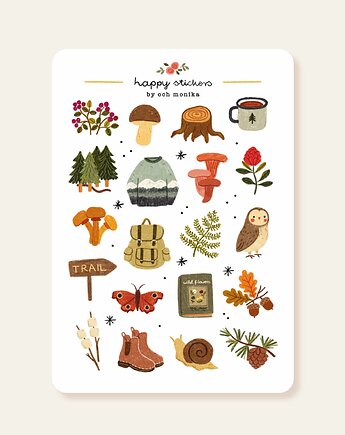 Spacer Po Lesie - arkusz papierowych naklejek A6, Och Monika