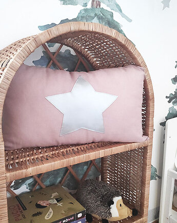 Lniana poduszka ze srebrną gwiazdką BRUDNY Róż, Nukko Design