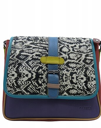 Torebka damska klasyczna na ramię skórzana pojemna klapka wzór OLIVKA, Olivka Warsaw