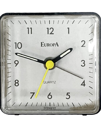 Budzik EUROPA Quartz vintage Niemcy czarny podróżny design lat 70./80., Good Old Things