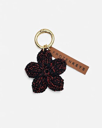 Brelok Kwiat Czarny z Czerwoną Błyszczącą Nitką, Frozen Keys