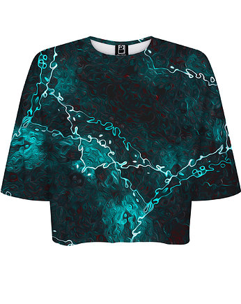 DR.CROW T-shirt Krótki CROP MarbleTurquoise, DrCrow