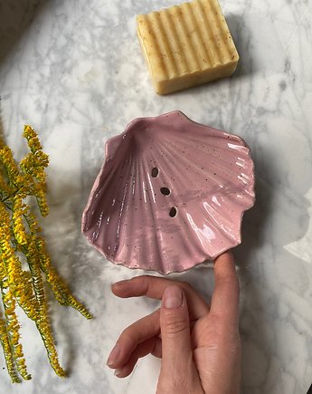 Ceramiczna Mydelniczka Muszelka Muszla Różowa w Piegi, Maison Fragile