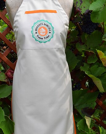 Fartuch Kuchenny bawełniany beżowy haftowany SMAKOWITA BABECZKA EXTRA PREZENT, Wyszywane