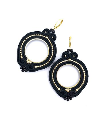 Kolczyki sutasz czarne kółka Jolly lekkie okrągłe romantyczne