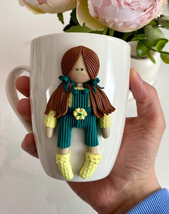 Ceramiczny kubek z dekorem z gliny polimerowej 2D, Ms. House Decor