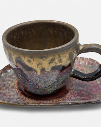 Ozłocona filiżanka z podstawkiem, ArtByLeika