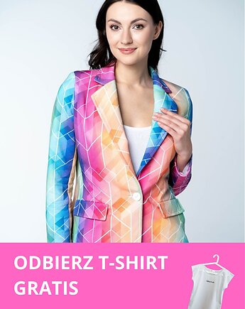 Marynarka damska Vibrant Rainbow wielokolorowa z dresówki GRATIS T-SHIRT, missAmiss