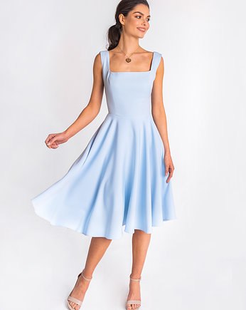 Sukienka "Sofia" - błękitna midi rozkloszowana, Cherrise
