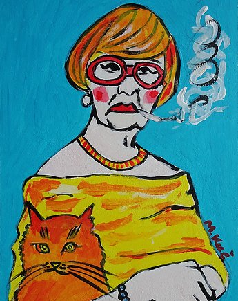 Obraz do salonu portret odlotowa babcia, alice oil on canvas