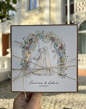 Personalizowana kartka na ślub, ślubna ręcznie robiona  - życzenia ślubne, sorte