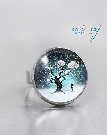 Star Girl - Winter Tree, pierścionek 20 mm, Ewa Saj Fotografie
