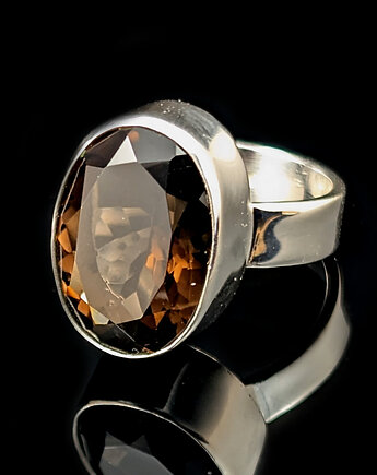 Pierścionek tajemniczy klejnot- kwarc dymny