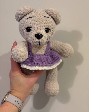 Misio dla dziewczynki, miś pluszowy w sukience, prezent dla dziecka, HANDMADE crochet by Klaudia