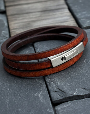 Skórzana brązowa bransoletka z rzemienia skórzanego - Argento, Argento akcesoria