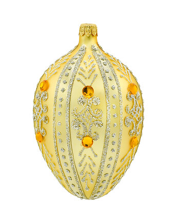 Bombka choinkowa szklana ręcznie malowana: jajo Faberge z bursztynami: złote, Syn Bombkarza