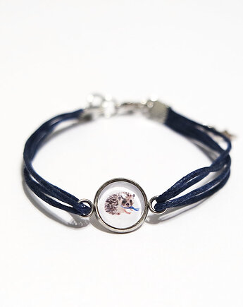 Bransoletka - Jeżyk mini - granatowa, sznurki, yenoo